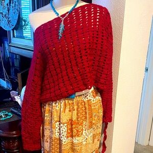 Chic Off-the-Shoulder Red Sweater